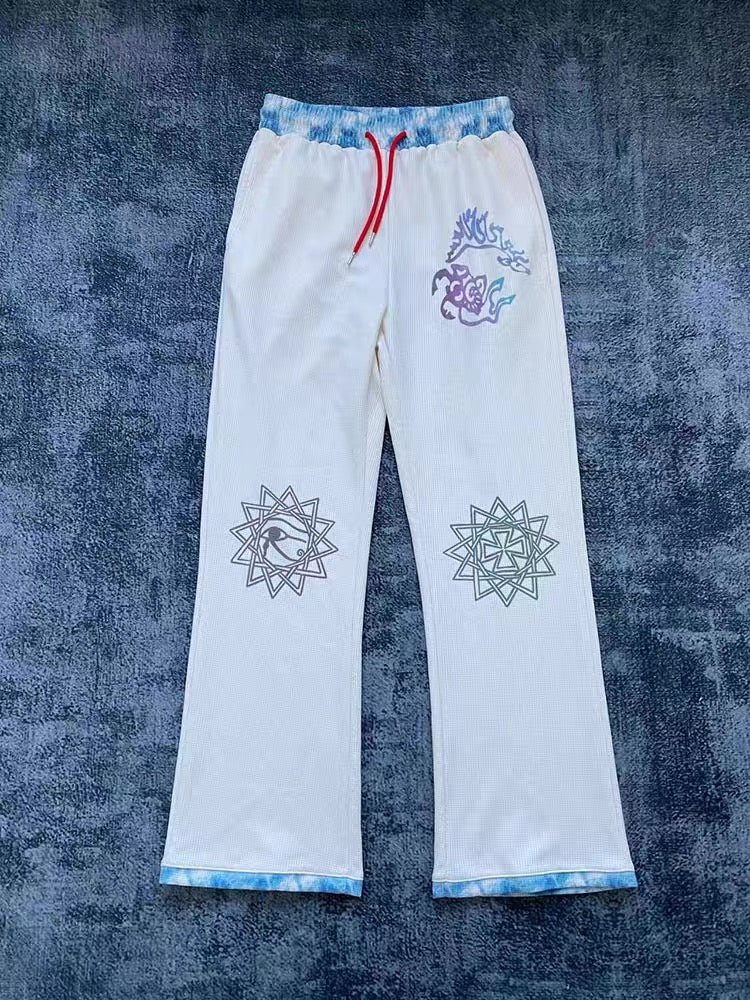 Bohemian style sports casual sweatpants - White